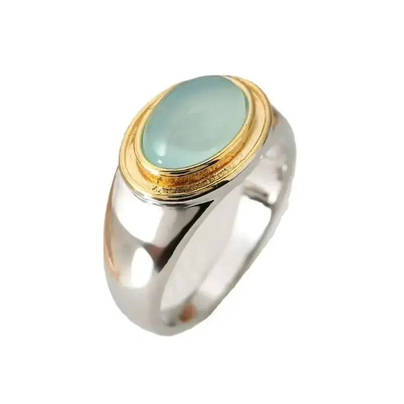 Fashion Sliver Color Green Color Oval Zircon Simple Rings For Women Birthday Gift Accessories Custom Jewelry