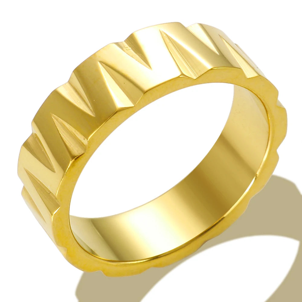 Irregular Two Geometric Hollow Ring Stainless Steel Waterproof Daily Wear Jewelry