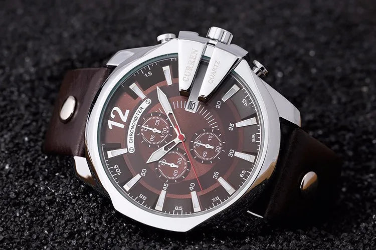 Mens Watches Top Brand Luxury Gold Leather Quartz Watch Men Curren Casual Male Wrist Watch Military Relogio Masculino Dropship