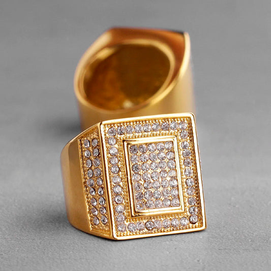 Luxury Rhinestone Stainless Steel Mens Rings Simple Trendy For Male Boyfriend Biker Jewelry Creativity Gift Wholesale