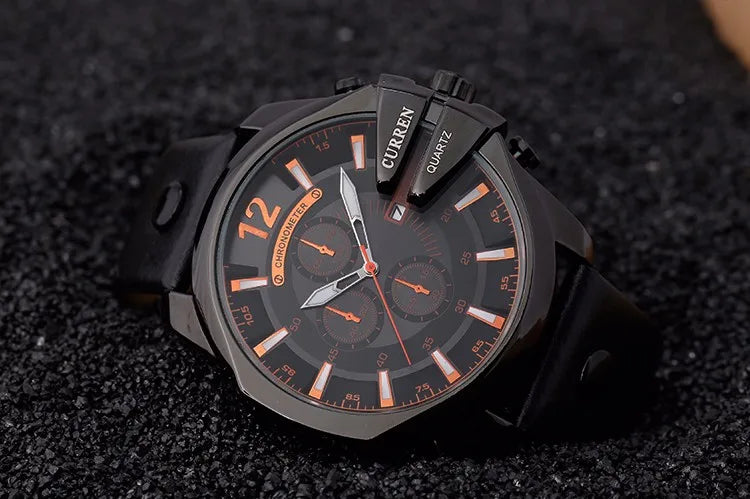 Mens Watches Top Brand Luxury Gold Leather Quartz Watch Men Curren Casual Male Wrist Watch Military Relogio Masculino Dropship