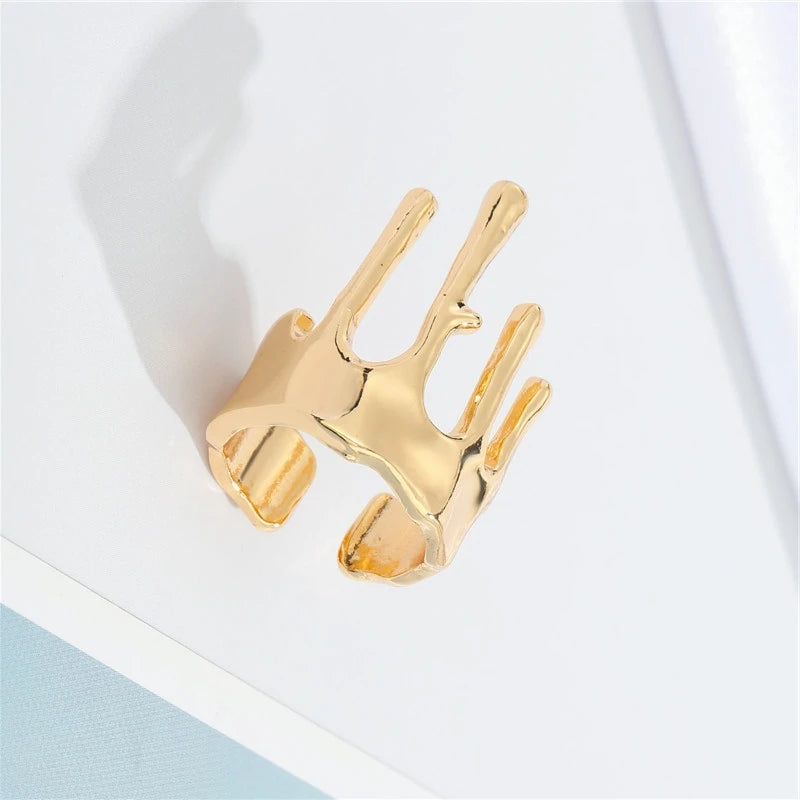 1Pair New Punk Metal Irregular Crown Ring For Men Women Hip Hop Cool Geometric Open Finger Male Ring Party Jewelry R366