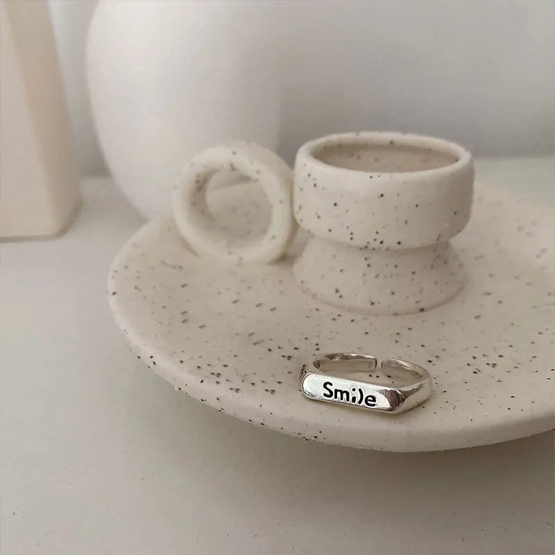 New Fashion Silver Color Open Finger Ring Letters Words Wish Wide Punk Stackable For Women Girl Jewelry Gift Dropship