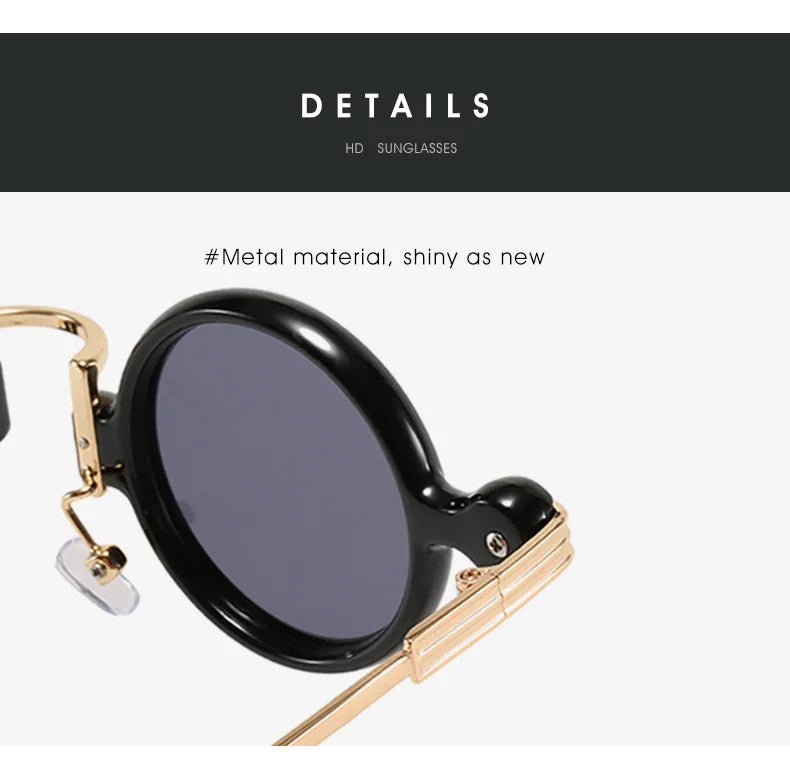 Small Round Sunglasses For Men Women Retro Steampunk Sun Glasses Male Female Metal Frame Eyewear Shades Oculos De Sol UV400