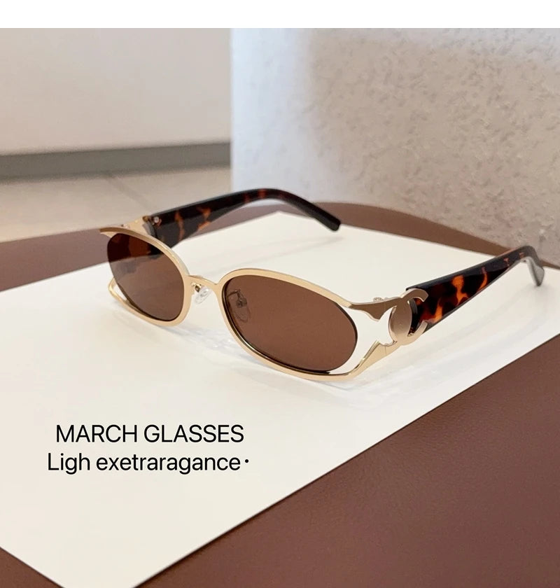 Trendy Brand Sun Glasses New Fashion Women's Sunglasses Oval Classic High-end Women's Retro Versatile Luxury Design Girl Glasses