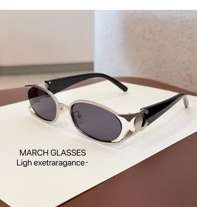 Trendy Brand Sun Glasses New Fashion Women's Sunglasses Oval Classic High-end Women's Retro Versatile Luxury Design Girl Glasses