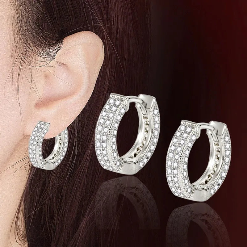 Hip Hop 1pair Bling Golden Black Round Zircon Micro Paved Iced Out Rhinestone Cz Stone Stud Earring Copper Jewelry For Men Women