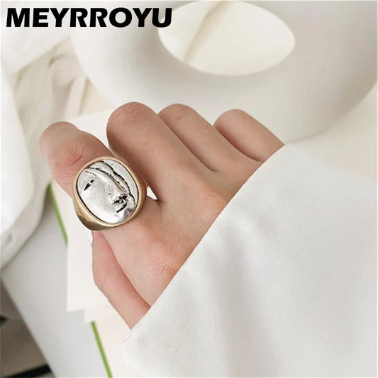 Hip Pop Vintage Individual Face Cuff Finger Rings For Women Girl Punk Fashion New Jewelry Friend Gift Party anillos