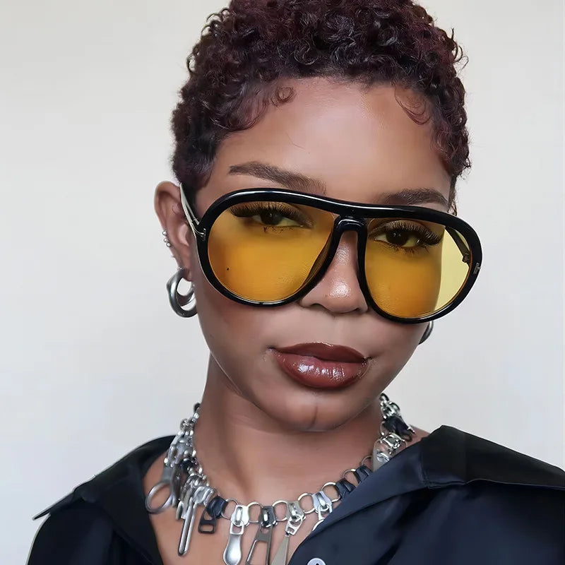 2024 New Fashion Luxury Round Oversized Sunglasses For Women Men Retro Pilot Sun Glasses Gradient Shades UV400 Eyeglasses