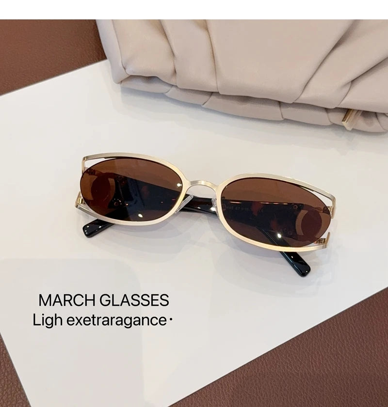 Trendy Brand Sun Glasses New Fashion Women's Sunglasses Oval Classic High-end Women's Retro Versatile Luxury Design Girl Glasses