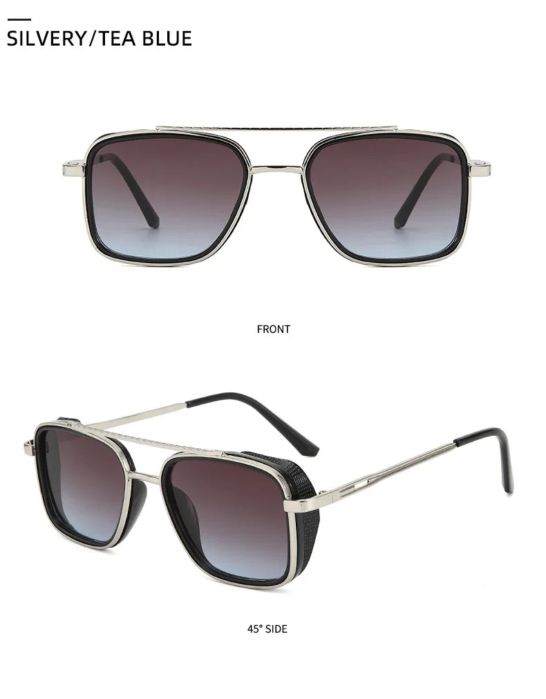 2025 Ins Popular Square Sunglasses Women Men Brand Designer Metal Gradient Steanpunk Sun Glasses for Men Driving Shades UV400