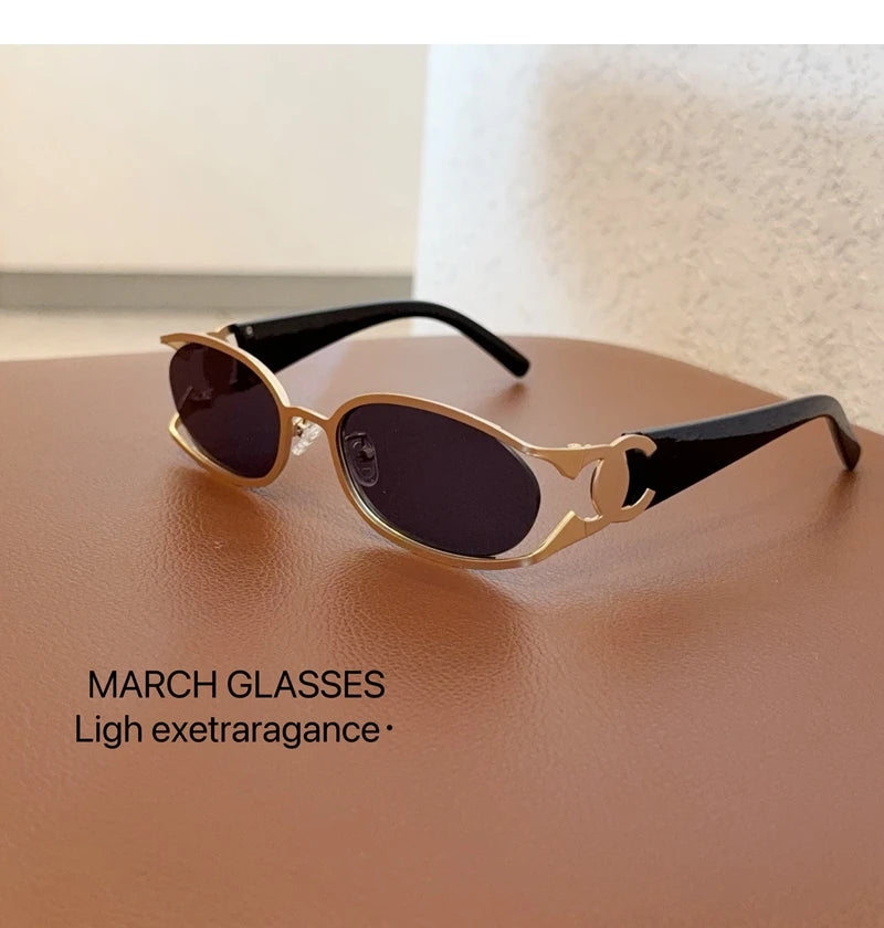 Trendy Brand Sun Glasses New Fashion Women's Sunglasses Oval Classic High-end Women's Retro Versatile Luxury Design Girl Glasses