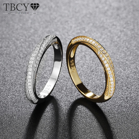 TBCYD Möbius Circle Moissanite Twisted Ring For Women Men 925 Sterling Silver GRA Engagement Sparkling Couple Ring Wedding Band
