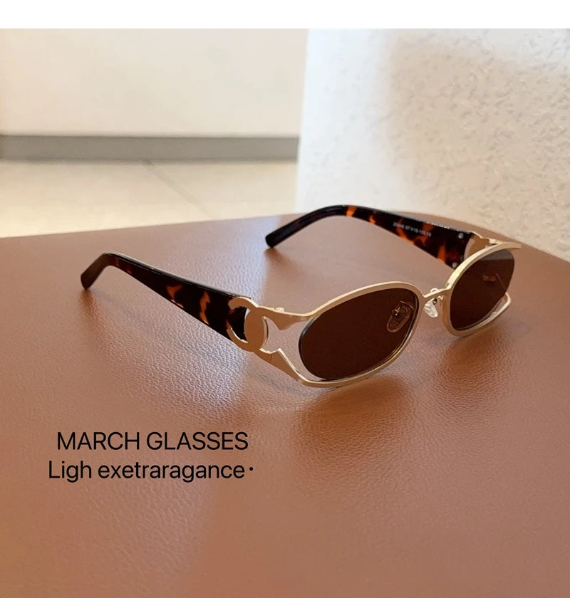 Trendy Brand Sun Glasses New Fashion Women's Sunglasses Oval Classic High-end Women's Retro Versatile Luxury Design Girl Glasses