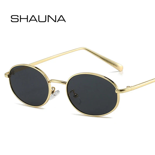 SHAUNA Retro Small Oval Metal Frame Women Sunglasses UV400 Men Punk Sun Glasses