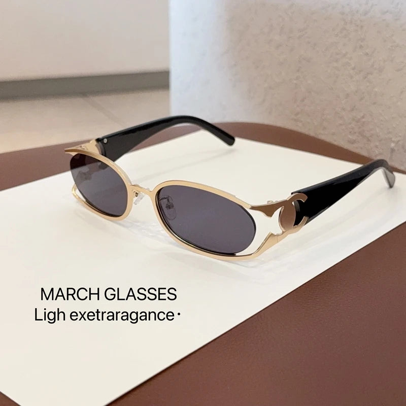 Trendy Brand Sun Glasses New Fashion Women's Sunglasses Oval Classic High-end Women's Retro Versatile Luxury Design Girl Glasses