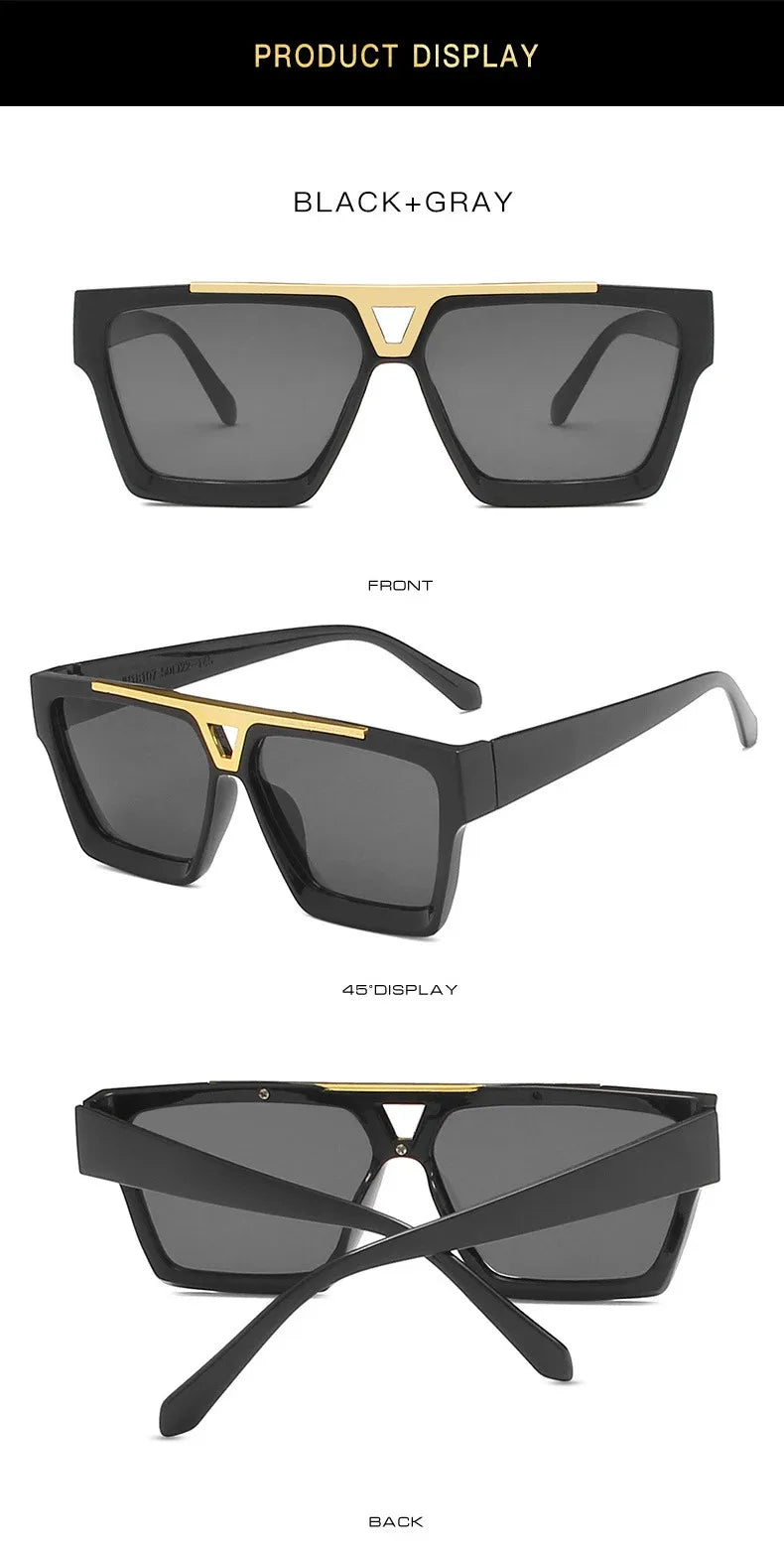 Letter V Sunglasses For Women Men Fashion Retro Square Frame Driving Black UV400 Lens Sun Glasses Trend Design Unisex Eyewear