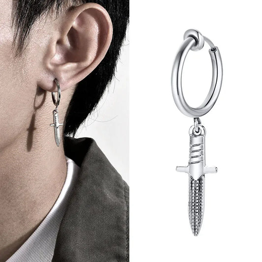 Dark Punk ins Earrings For Men and Women without Ear holes spring Ear Clips Male Etainless Steel Dagger Trend Earring Jewellery