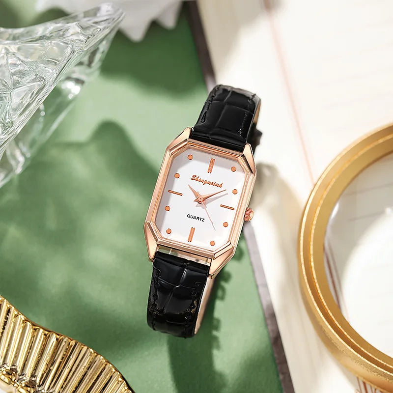 Ladies Quartz Watch Bracelet Green Dial Simple Rose Gold Dial Mesh Luxury Women Watches Brand Women Watches Fashion Square
