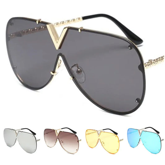 NEW Sunglasses Unisex Siamese Lens Sun Glasses Rice Nails Adumbral Anti-UV Spectacles Eyeglasses Oversize Frame Ornamental