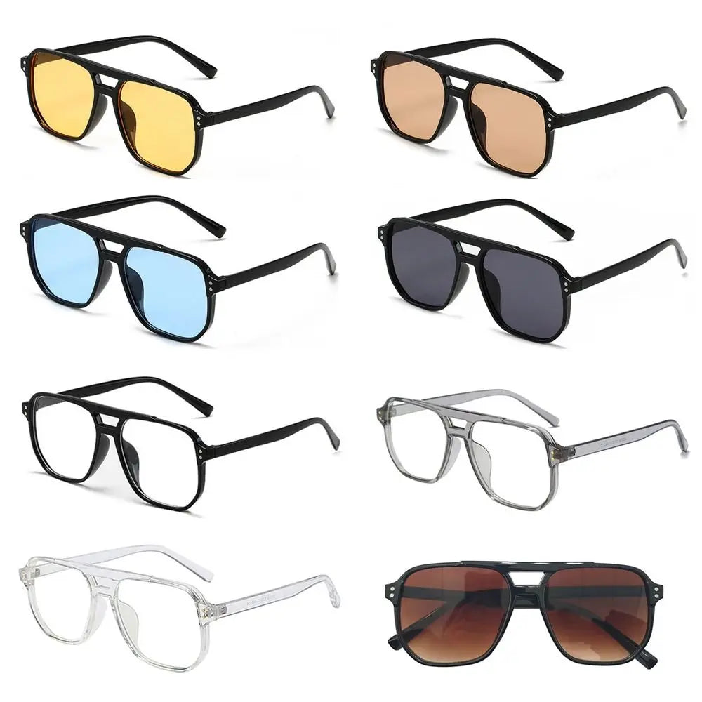 Punk Square Frame Sunglasses Anti-UV Retro Sunglasses Beach Eye Protection Black Shades Glasses for Women Men Travel Accessories