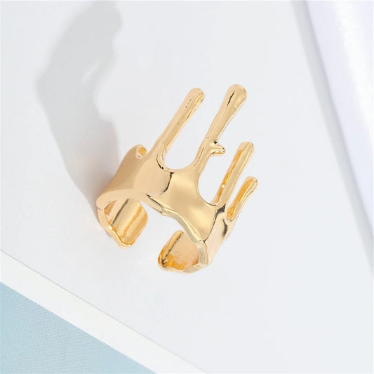 1Pair New Punk Metal Irregular Crown Ring For Men Women Hip Hop Cool Geometric Open Finger Male Ring Party Jewelry R366