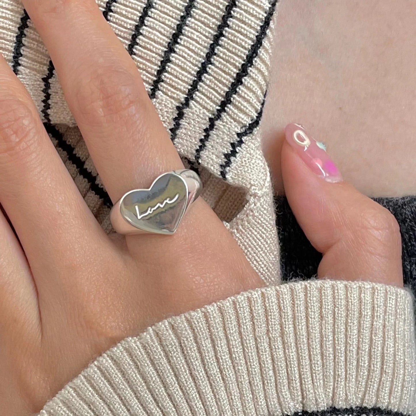 New Fashion Silver Color Open Finger Ring Letters Words Wish Wide Punk Stackable For Women Girl Jewelry Gift Dropship