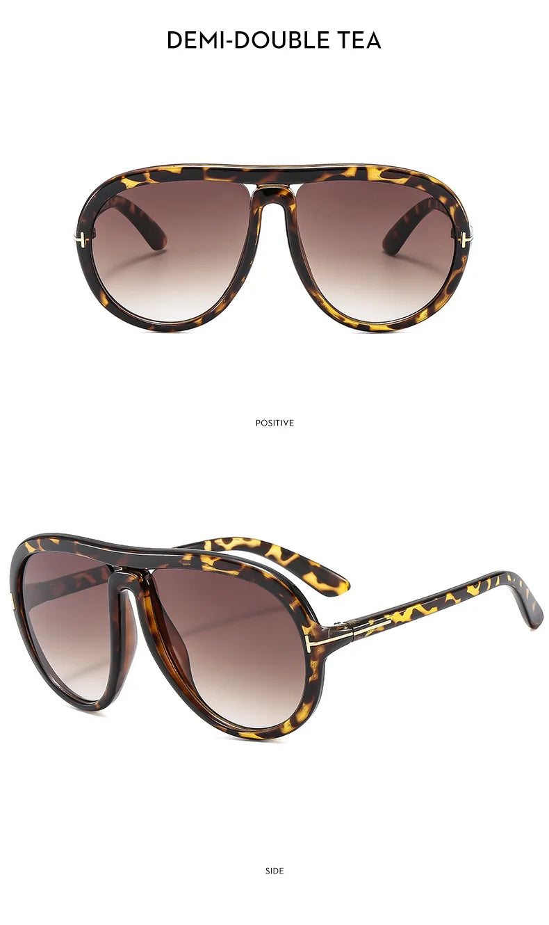 2024 New Fashion Luxury Round Oversized Sunglasses For Women Men Retro Pilot Sun Glasses Gradient Shades UV400 Eyeglasses