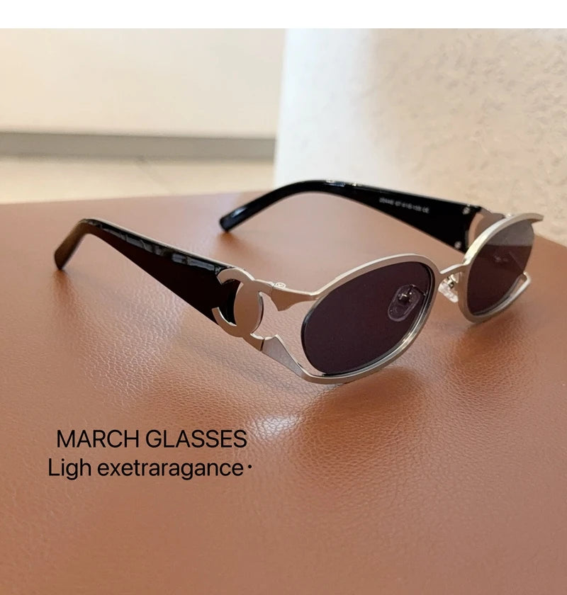 Trendy Brand Sun Glasses New Fashion Women's Sunglasses Oval Classic High-end Women's Retro Versatile Luxury Design Girl Glasses