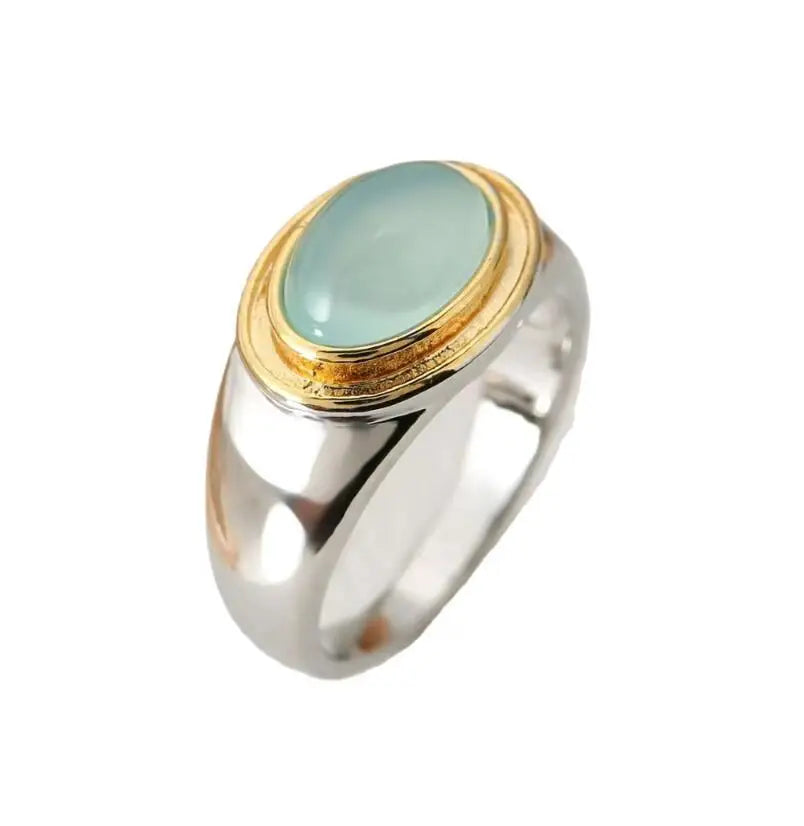 Fashion Sliver Color Green Color Oval Zircon Simple Rings For Women Birthday Gift Accessories Custom Jewelry