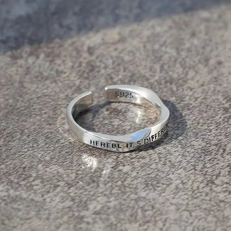 New Fashion Silver Color Open Finger Ring Letters Words Wish Wide Punk Stackable For Women Girl Jewelry Gift Dropship