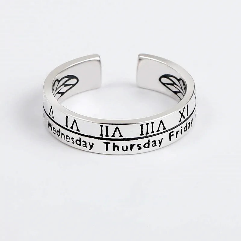 New Fashion Silver Color Open Finger Ring Letters Words Wish Wide Punk Stackable For Women Girl Jewelry Gift Dropship
