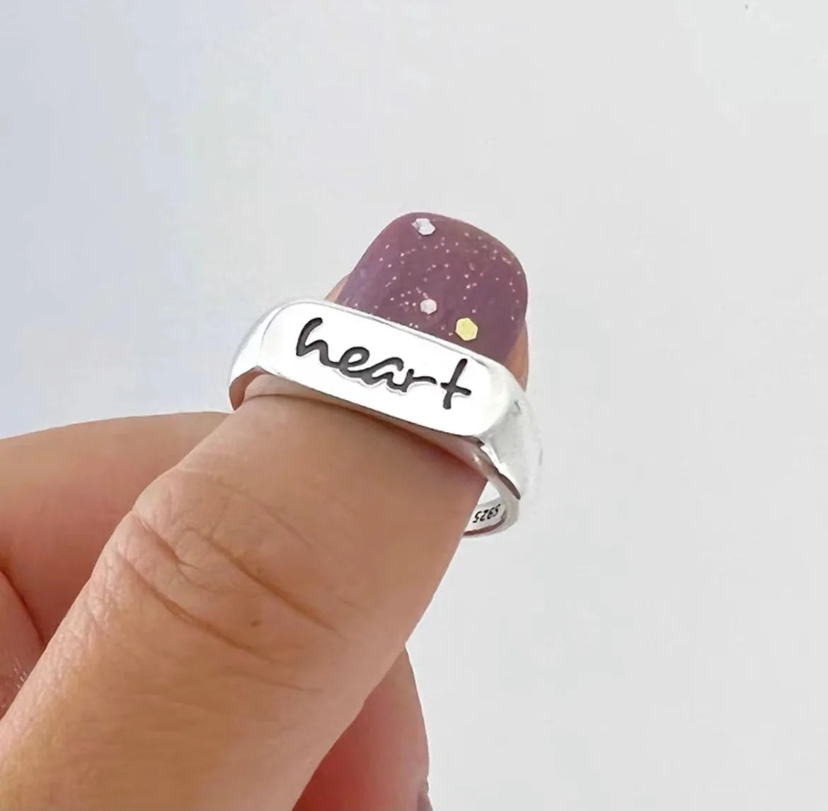 New Fashion Silver Color Open Finger Ring Letters Words Wish Wide Punk Stackable For Women Girl Jewelry Gift Dropship