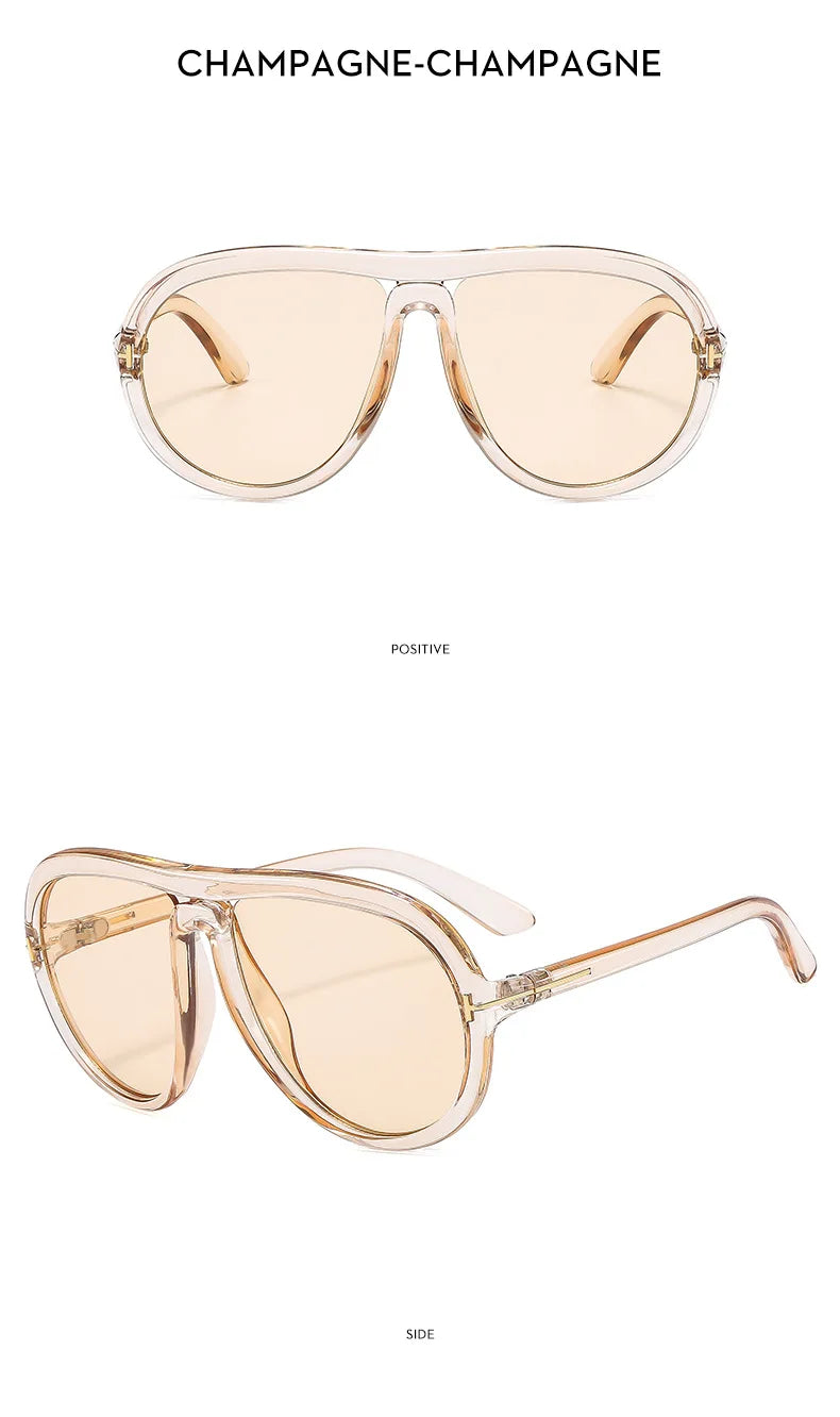 2024 New Fashion Luxury Round Oversized Sunglasses For Women Men Retro Pilot Sun Glasses Gradient Shades UV400 Eyeglasses