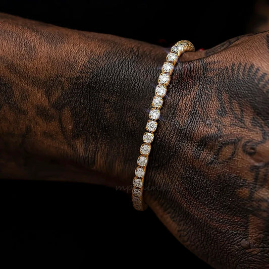 Tennis Bracelet Gold Plated, Stainless Steel 3mm CZ Stone Anklet Bracelet for Men Women Jewelry