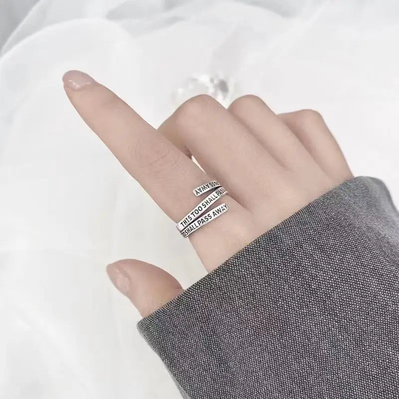 New Fashion Silver Color Open Finger Ring Letters Words Wish Wide Punk Stackable For Women Girl Jewelry Gift Dropship
