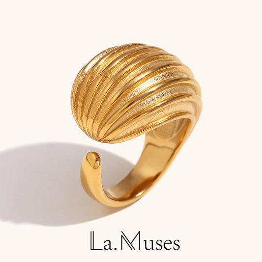 2024 Stainless Steel Rings for Women bread wire drawing Open Ring Waterproof Jewelry Finger Accessories Gift