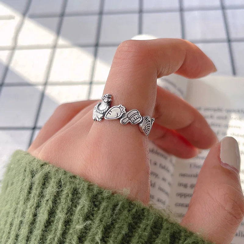 New Fashion Silver Color Open Finger Ring Letters Words Wish Wide Punk Stackable For Women Girl Jewelry Gift Dropship