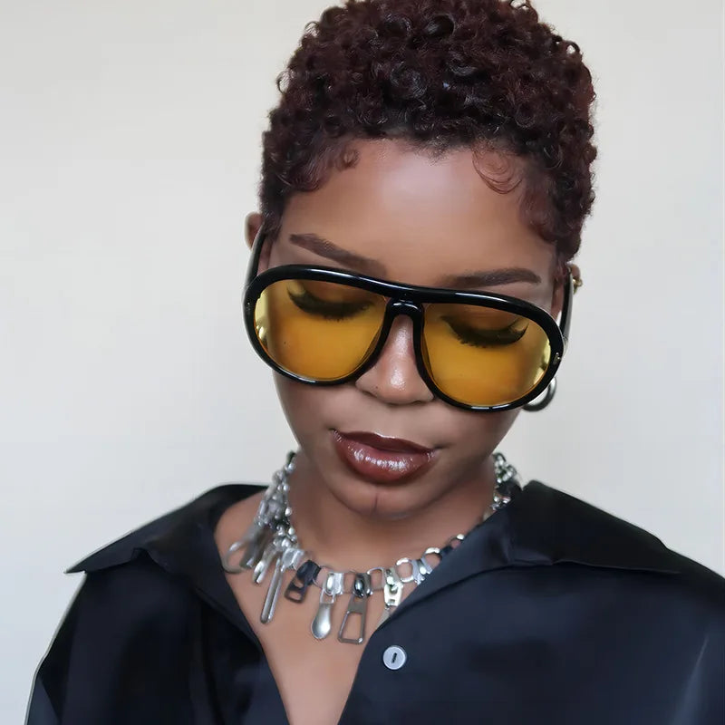 2024 New Fashion Luxury Round Oversized Sunglasses For Women Men Retro Pilot Sun Glasses Gradient Shades UV400 Eyeglasses