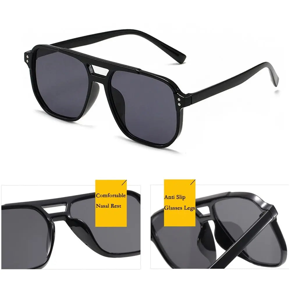 Punk Square Frame Sunglasses Anti-UV Retro Sunglasses Beach Eye Protection Black Shades Glasses for Women Men Travel Accessories