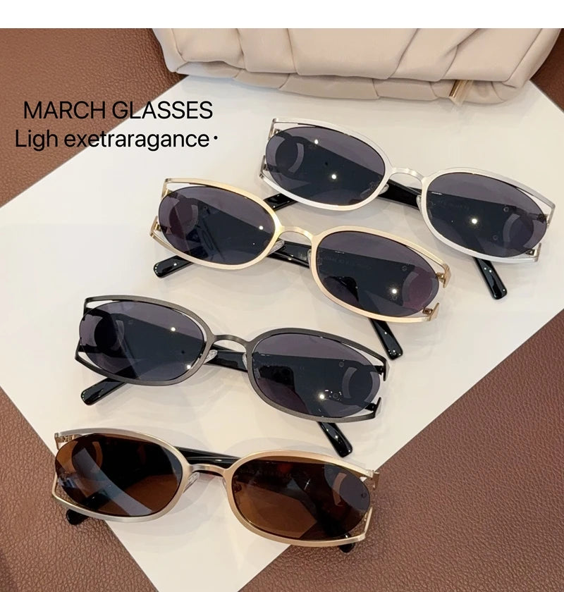 Trendy Brand Sun Glasses New Fashion Women's Sunglasses Oval Classic High-end Women's Retro Versatile Luxury Design Girl Glasses