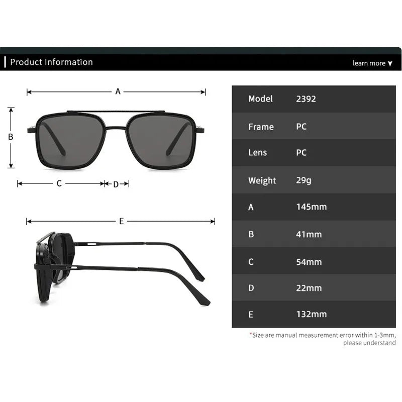 2025 Ins Popular Square Sunglasses Women Men Brand Designer Metal Gradient Steanpunk Sun Glasses for Men Driving Shades UV400