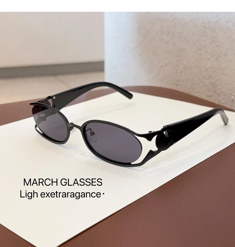 Trendy Brand Sun Glasses New Fashion Women's Sunglasses Oval Classic High-end Women's Retro Versatile Luxury Design Girl Glasses