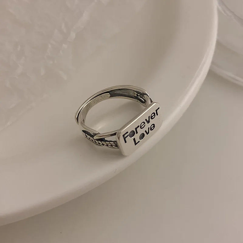 New Fashion Silver Color Open Finger Ring Letters Words Wish Wide Punk Stackable For Women Girl Jewelry Gift Dropship