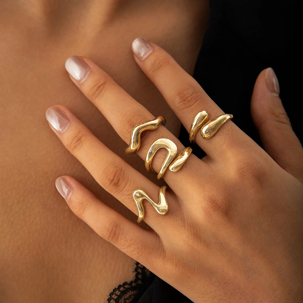 One Set Irregular Geometric Rings For Women Men Girls Punk Fashion Beach style Gold Silver Color Knuckle Joint Ring