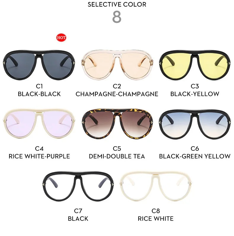 2024 New Fashion Luxury Round Oversized Sunglasses For Women Men Retro Pilot Sun Glasses Gradient Shades UV400 Eyeglasses