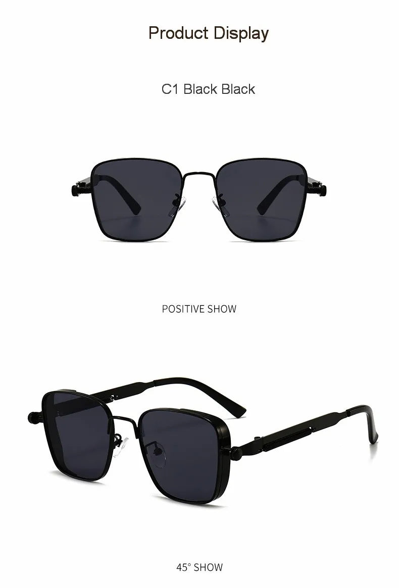 Steampunk Sun Glasses Male Female Square Sunglasses For Men Women Ins Metal Frame Eyewear Shades Oculos De Sol UV400