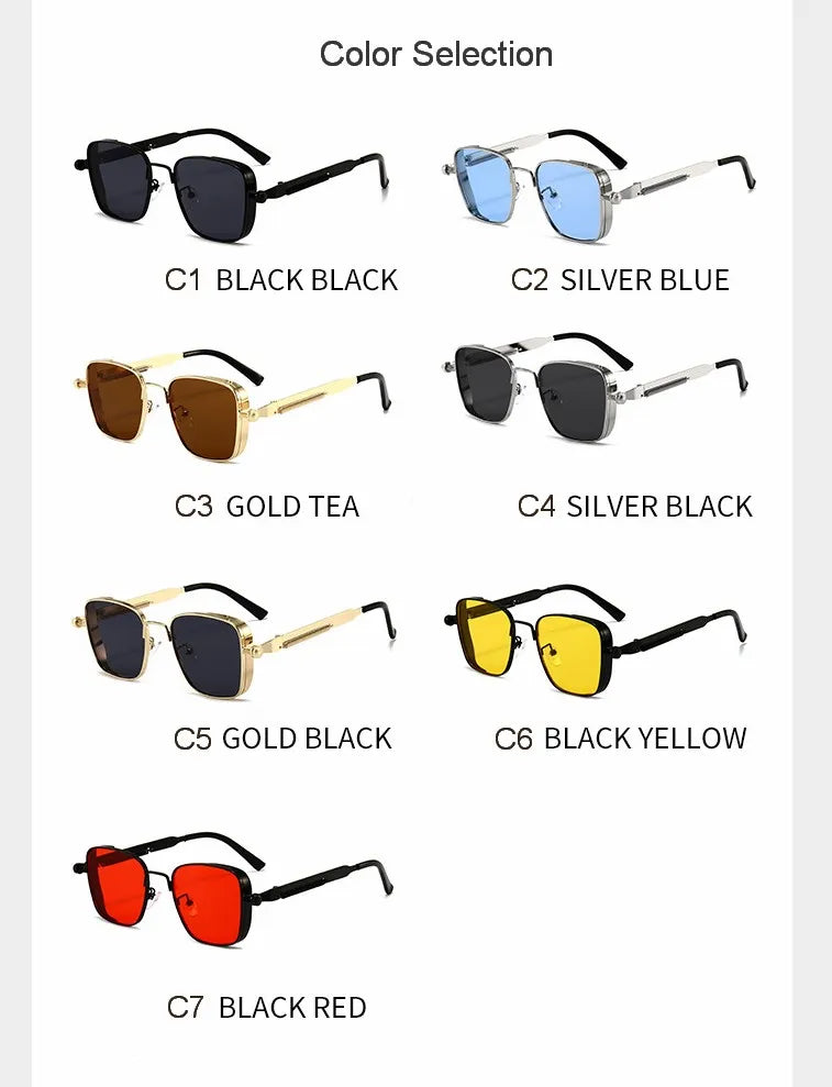 Steampunk Sun Glasses Male Female Square Sunglasses For Men Women Ins Metal Frame Eyewear Shades Oculos De Sol UV400