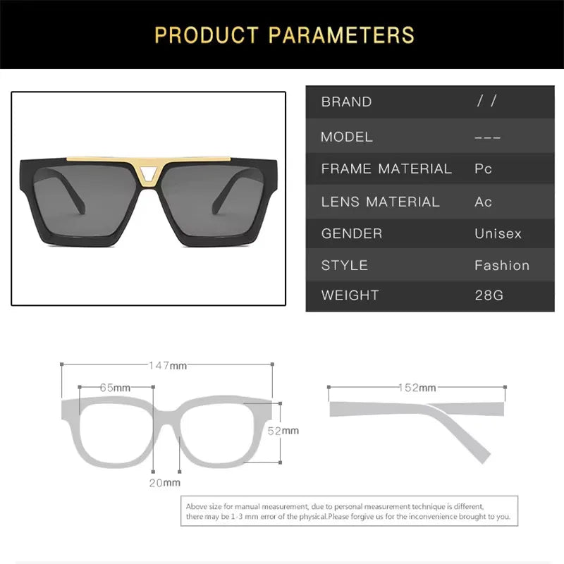 Letter V Sunglasses For Women Men Fashion Retro Square Frame Driving Black UV400 Lens Sun Glasses Trend Design Unisex Eyewear