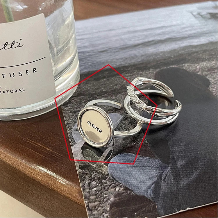 New Fashion Silver Color Open Finger Ring Letters Words Wish Wide Punk Stackable For Women Girl Jewelry Gift Dropship